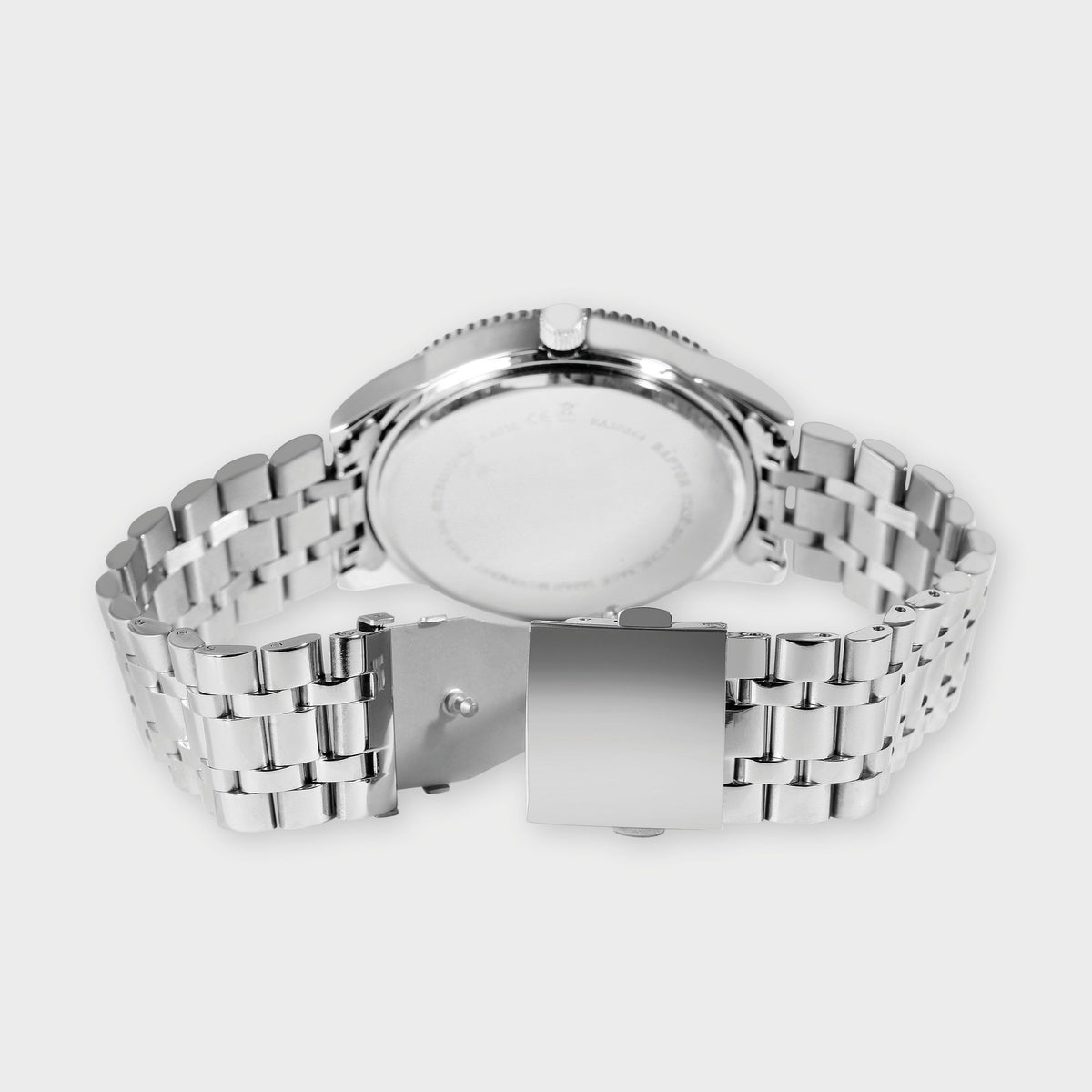 Raptor Herrenarmbanduhr Edelstahl Gliederarmband – Rotes Zifferblatt