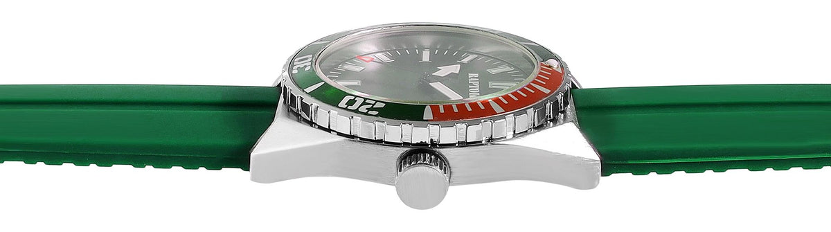 Raptor Herren Armbanduhr Grün/Silber – Analog, Silikon, 42 mm