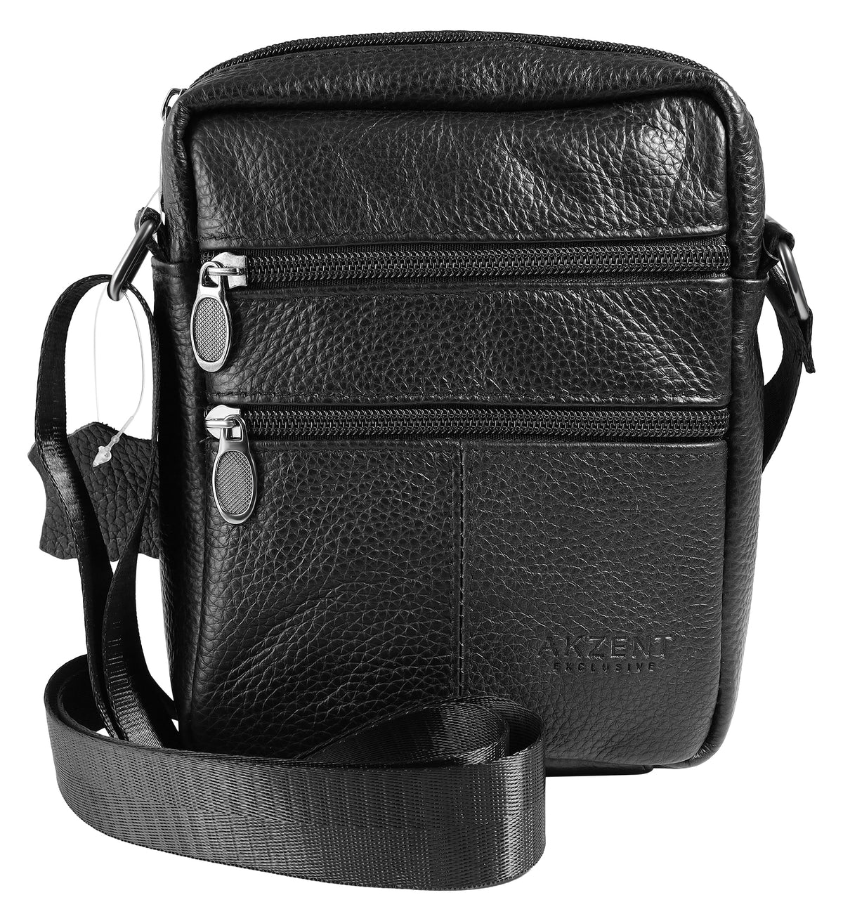Akzent EXCLUSIVE Kleine Umhängetasche Echtleder – Schwarz & Braun