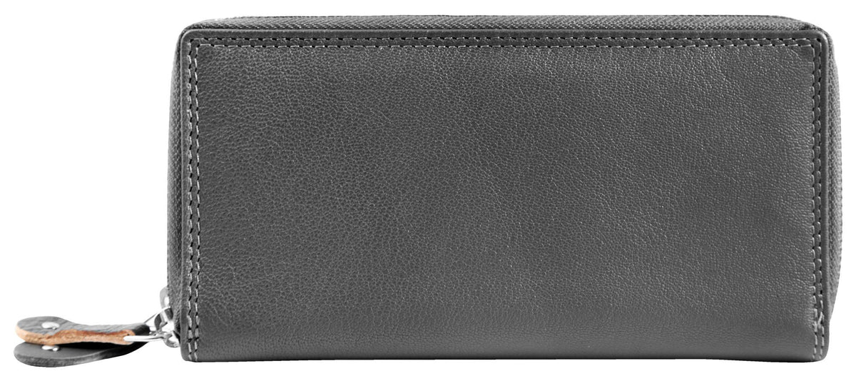 JUST Echt Leder Geldbörse RFID inkl. Box – Schwarz, Grau & Braun