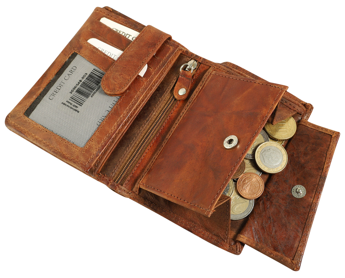 Akzent Echtleder Geldbörse Hochformat Braun – Vintage Herrengeldbörse