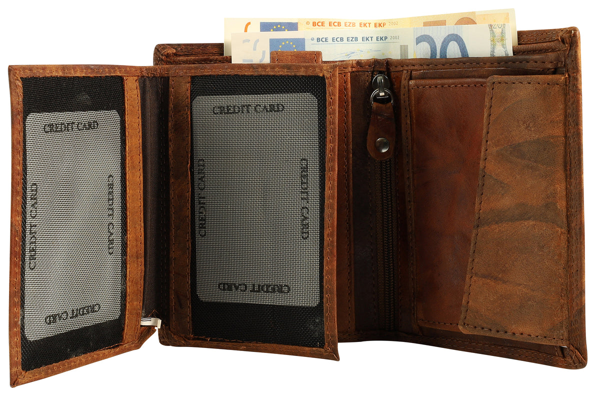 Akzent Echtleder Geldbörse Hochformat Braun – Vintage Herrengeldbörse