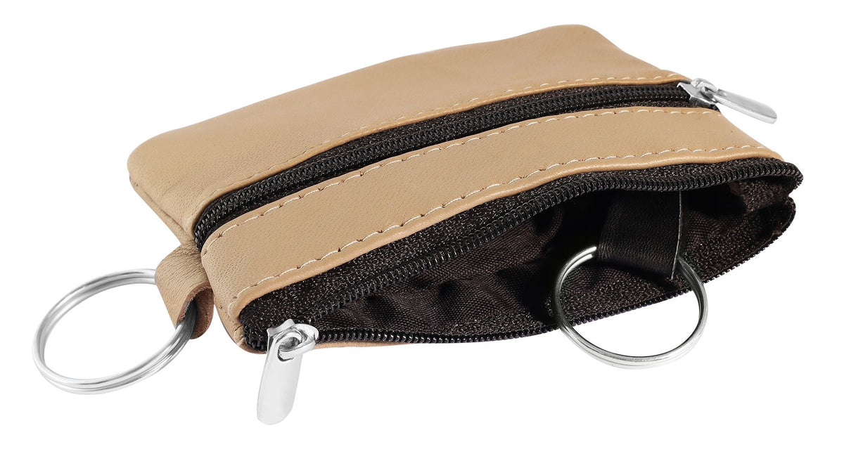 Excellanc Echtleder Schlüsselbeutel – Schwarz, Hellbraun/Beige, Türkis, Cognac