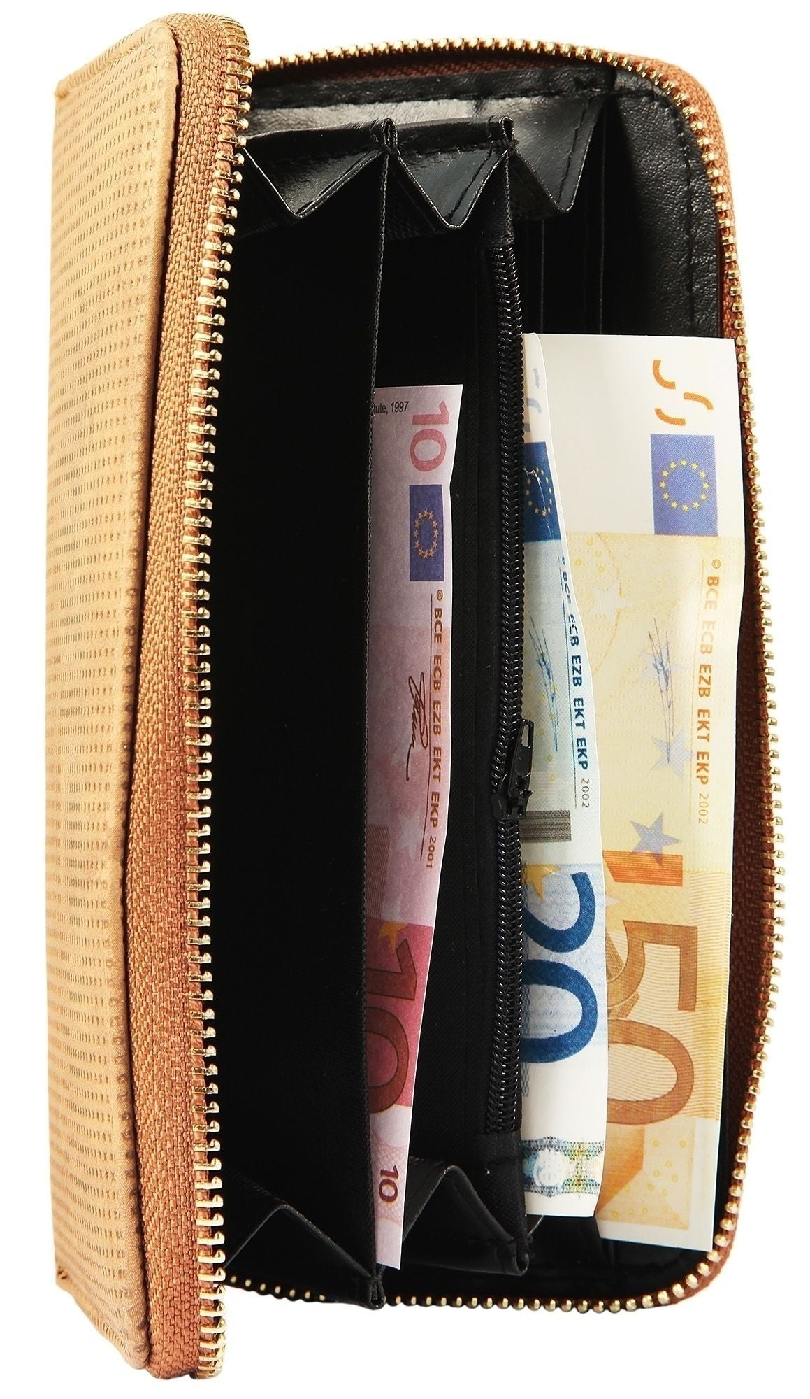 Cham Cham Damen Geldbörse Lederimitat Khaki – Querformat Platzwunder