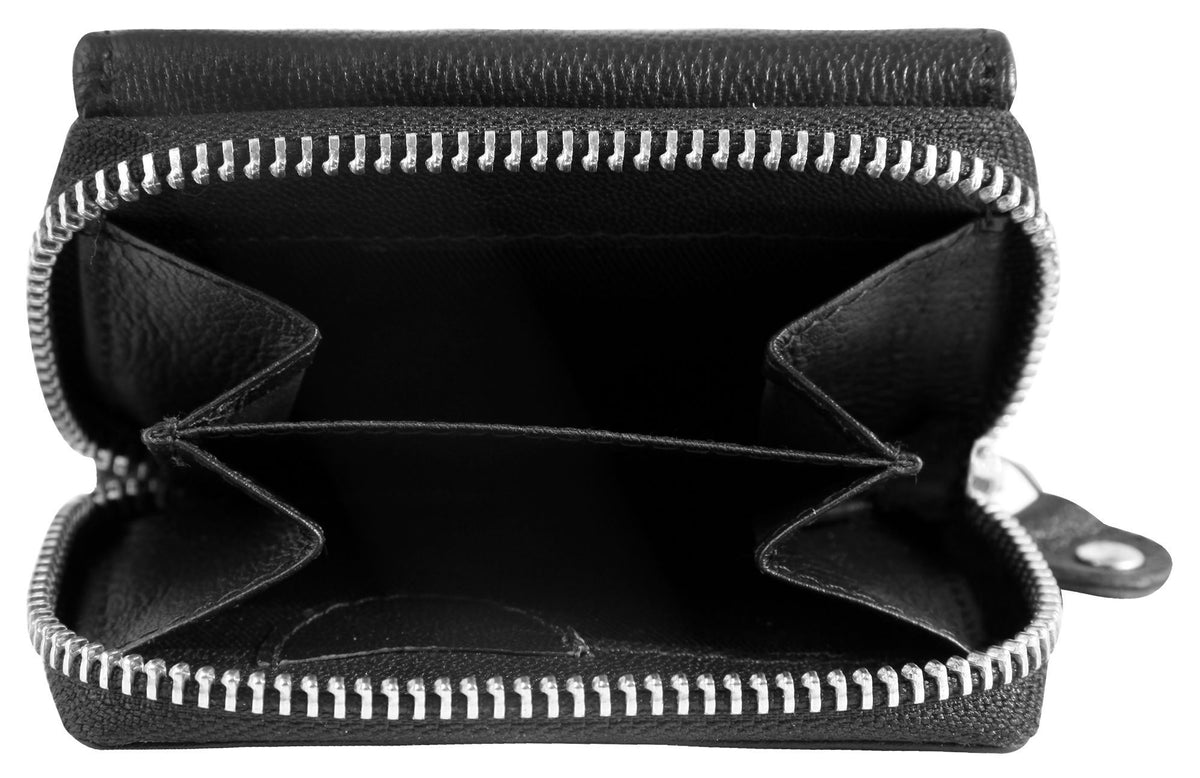 JUST Echt Leder Mini Geldbörse RFID inkl. Box – Schwarz, Rot & Grau