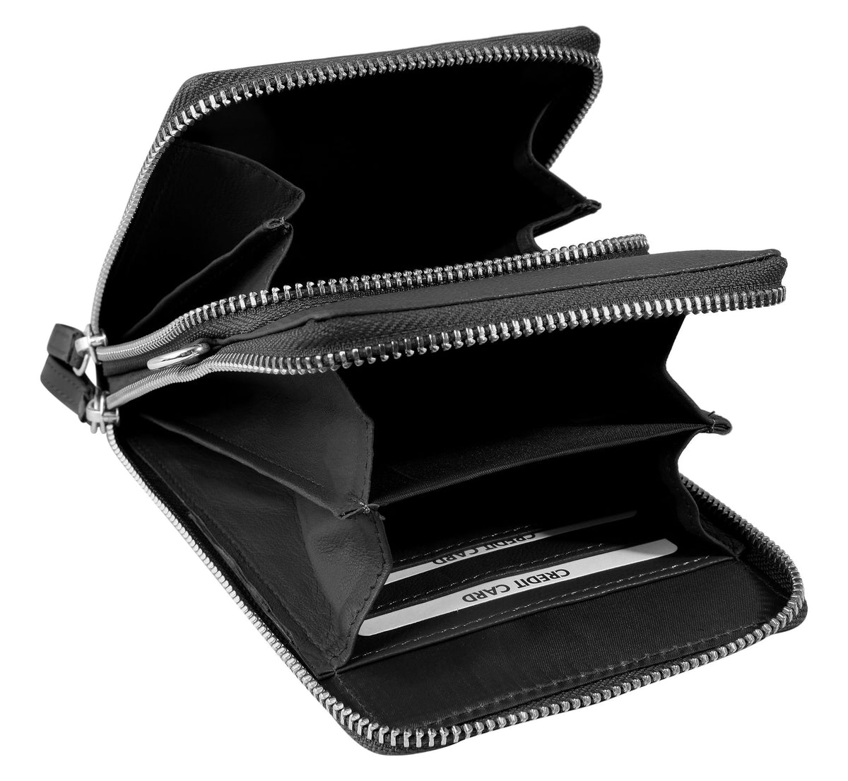 Akzent Handytasche Echtleder, Crossbody mit Minigeldbörse, rosa, schwarz